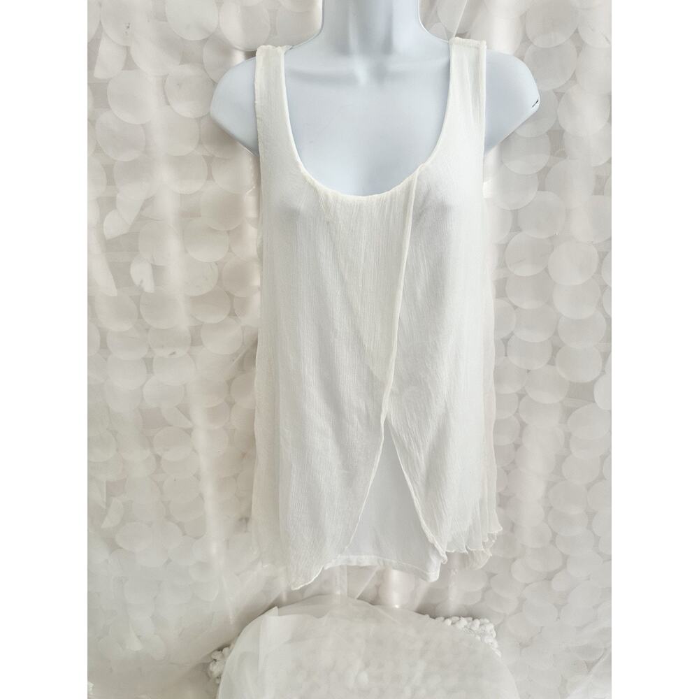 Bellambra Women's Medium Silk Blouse Ivory Tiered Cottagecore Flowing Italy